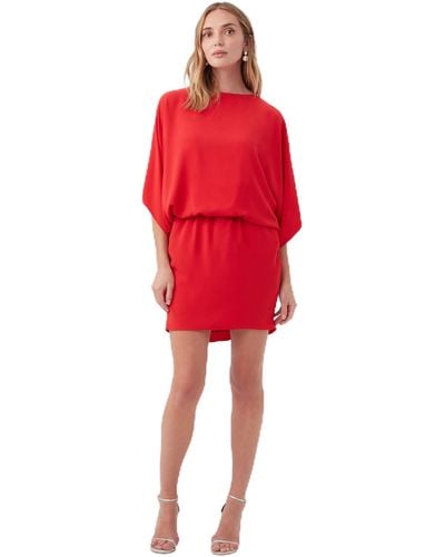 Trina Turk Blouson Dress With Back Bow - Red