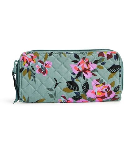 Vera Bradley Cotton Bifold Wallet With Rfid Protection - Green