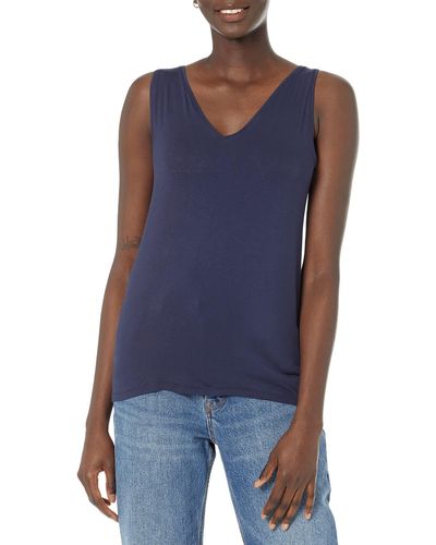 Daily Ritual Jersey Standard-fit V-neck Scoopback Tank Top - Blue