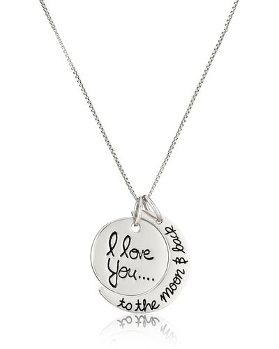 Amazon Essentials Sterling Silver "i Love You To The Moon And Back" Pendant Necklace - White