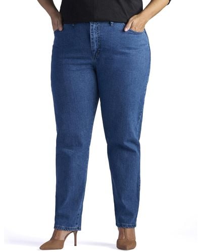 Lee Jeans Plus-size Relaxed Fit Side Elastic Tapered Leg Jean - Blue