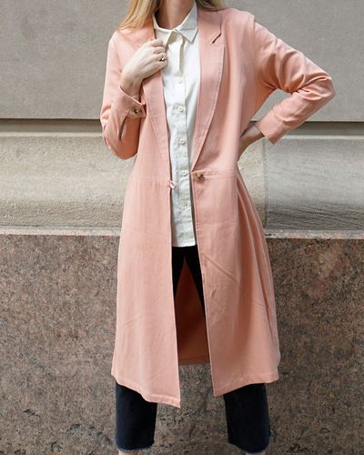 The Drop Dusty Rose Oversized Button Trench Coat By Kayleigh - Pink