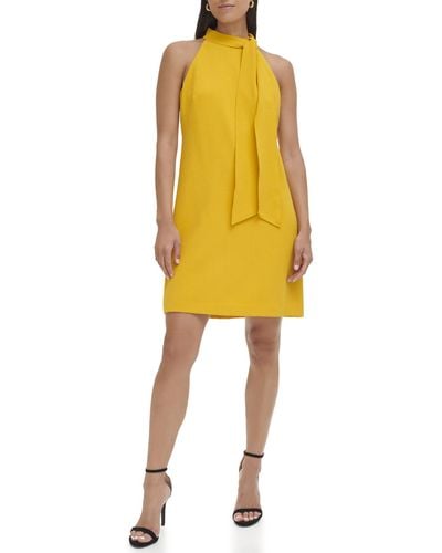 Vince Camuto Halter Bow Neck Dress - Yellow