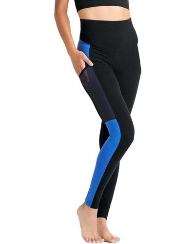 Yummie Women's (pants) Rachel Full Length Cotton Stretch Shapewear Legging, Black/true Sapphire Stripe, Medium - Blue