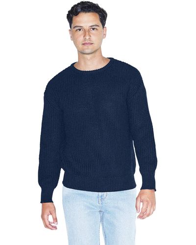 American Apparel Fisherman's Long Sleeve Pullover Sweater - Blue