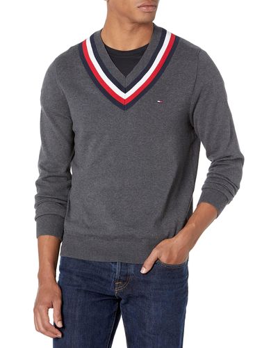 Tommy Hilfiger Mens Murray Cricket Sweater - Gray