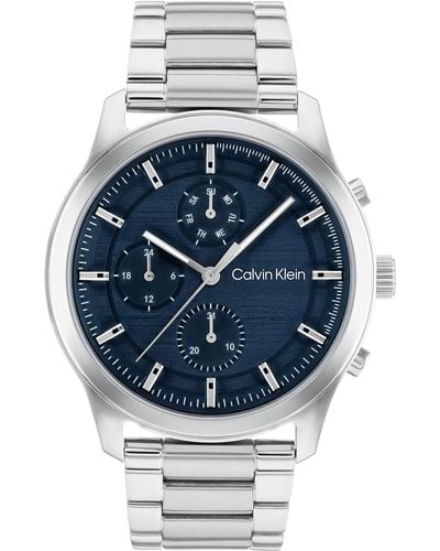 Calvin Klein Nen Analoog Quartz Horloge Met Roestvrij Stalen Band 25200208 - Blauw