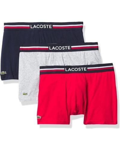 Lacoste Iconic Lifestyle 3 Pack Cotton Stretch Trunks - Red