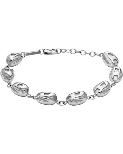 DIESEL Silver Stainless Steel Beaded Bracelet - Metallic