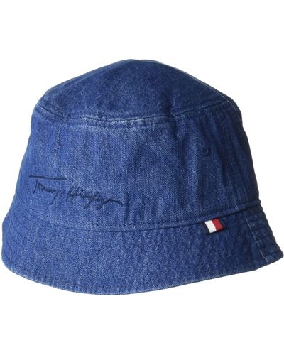 Tommy Hilfiger Mens Signature Bucket Hat - Blue