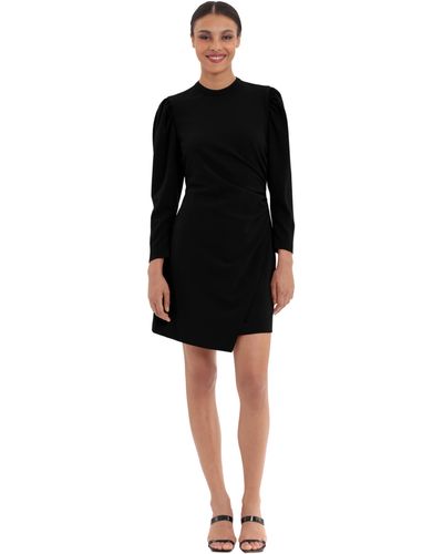 Donna Morgan Leg O' Mutten Sleeve Side Draped Mini Dress - Black