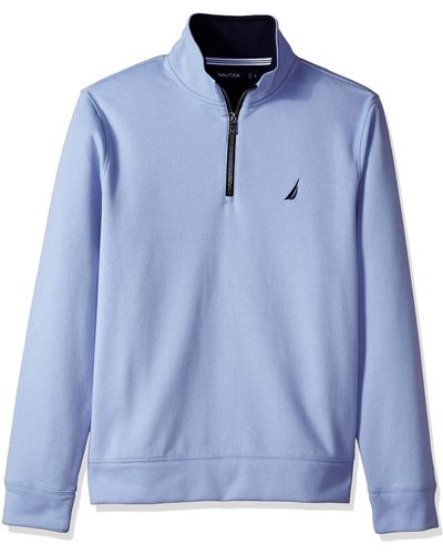 Nautica Solid 1/4 Zip Fleece Sweatshirt - Blau