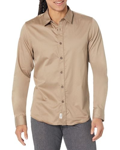 Guess Long Sleeve Luxe Stretch Shirt - Natural