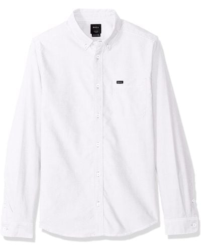 RVCA Oxford Long Sleeve Button Down Shirt - White
