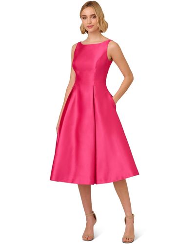 Adrianna Papell Sleeveless Mid-length Party Dress With V-back - Pink