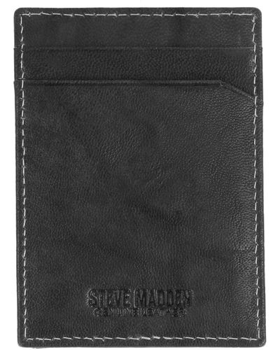 Steve Madden Front Pocket Wallet With Money Clip - Black