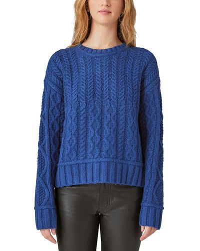 Lucky Brand Cable Crew Sweater - Blue