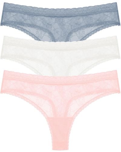 Natori Bliss Allure One Size Lace Thong 3-pack - Blue