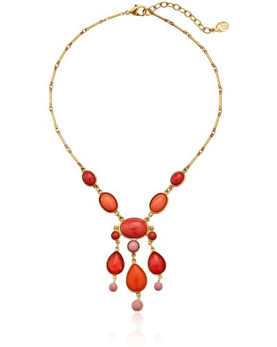 Ben-Amun 24k Gold-plated Multicolored Glass Stone Drop-pendant Necklace