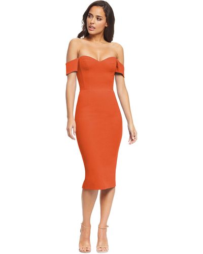 Dress the Population Bailey Midi Dress - Orange