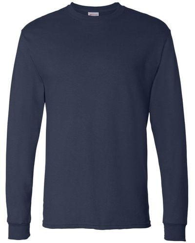 Hanes Mens Essentials Long Sleeve T-shirt Value Pack - Blue