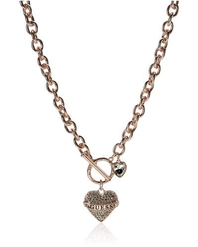 Guess Toggle Logo Charm Necklace - Metallic