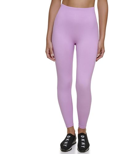 DKNY S Sport Tummy Control Workout Yoga Leggings - Purple