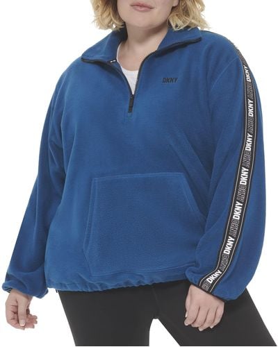 DKNY Size Plus Cozy Comfy Quarter Zip Sweatershirt - Blue