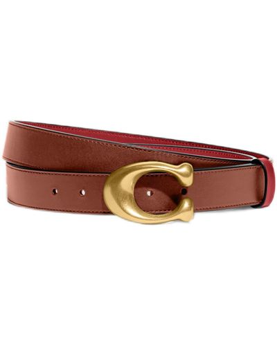 COACH Cts Sculpted C Reversible Leather Belt - Brown