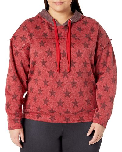 Kendall + Kylie Kendall + Kylie Plus Size Raw Edge Hoodie - Red