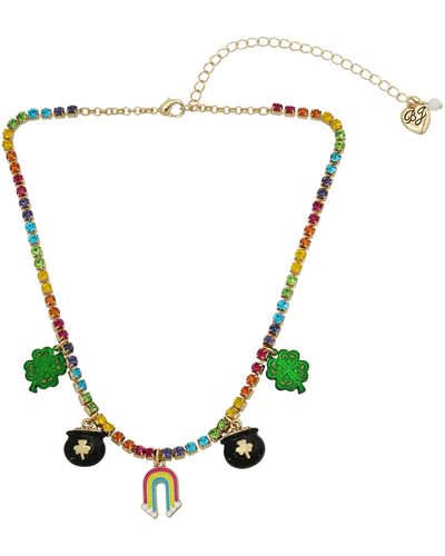 Betsey Johnson Rainbow Crystal Jointed Teddy Bear Pendant Necklace NWT  Pride++++ | eBay