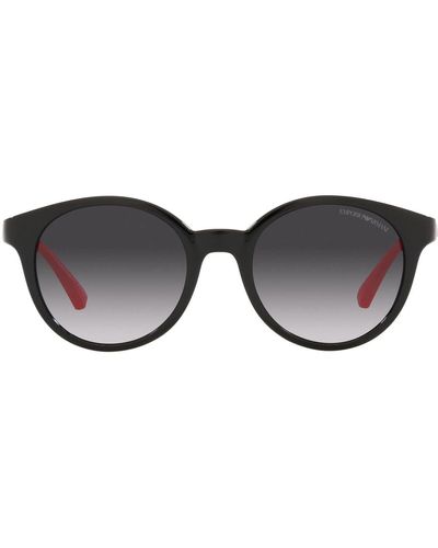 Emporio Armani Ea4185f Low Bridge Fit Round Sunglasses - Black