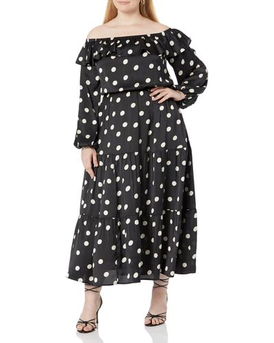 The Drop Black Polka Dot Off Shoulder Maxi Dress By @glencyfeliz