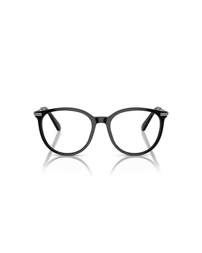 Swarovski Sk2009f Low Bridge Fit Round Prescription Eyewear Frames - Black