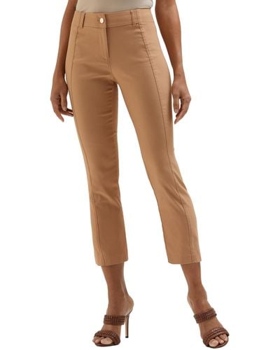 Rafaella S Satin Luxe Straight Leg Crop Dress Pants - Natural