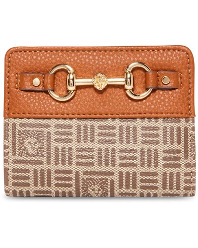 Anne Klein Ak Snap Closure Horsebit Logo Wallet - Brown