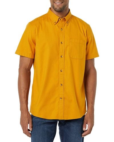 Goodthreads Standard-fit Short-sleeve Stretch Oxford Shirt With Pocket - Yellow