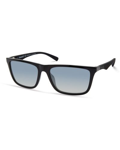 Timberland Tba9264 Polarized Rectangular Sunglasses - Black