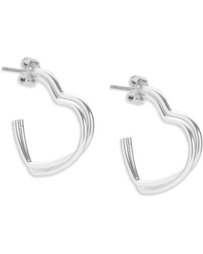 Lucky Brand Modern Heart Hoop Earring,silver,one Size - Metallic