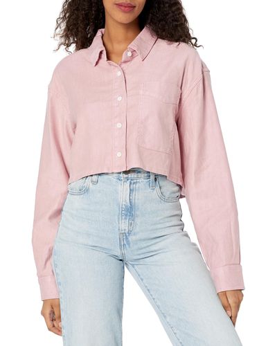 Hudson Jeans Jeans Oversized Crop Shirt - Red