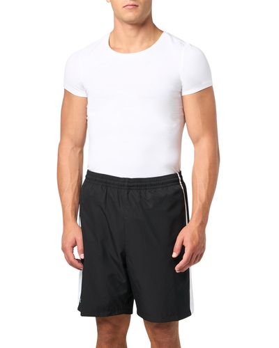 Lacoste Taffetas Diamante Classic Fit Colorblocked Shorts - Black
