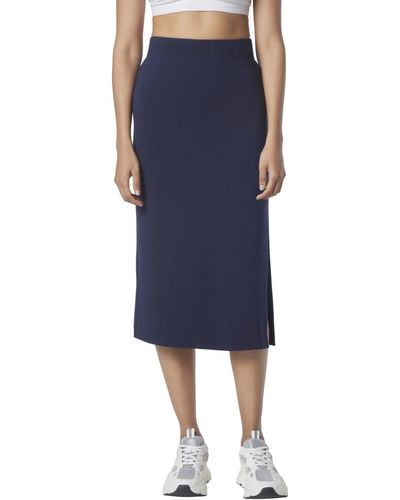 Andrew Marc Stretch French Terry Midi Skirt - Blue