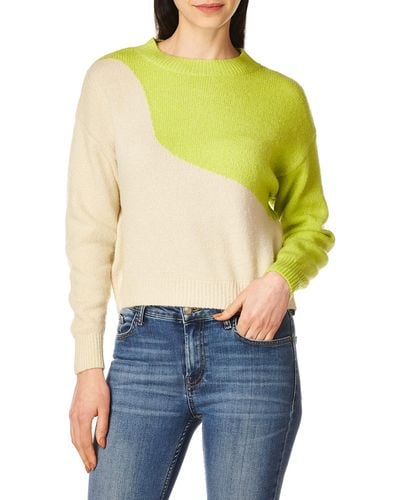 Kendall + Kylie Kendall + Kylie Color Blocked Crewneck Sweater - Yellow