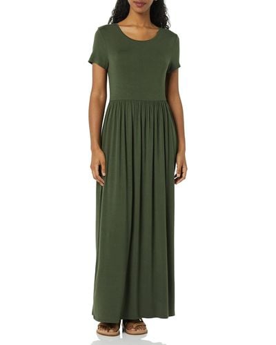 Amazon Essentials Short-sleeved Waisted Maxi Dress - Green