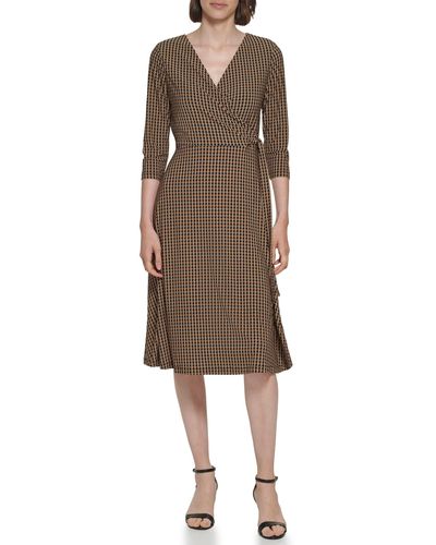 Tommy Hilfiger Jersey Fit And Flare Midi Dress - Brown