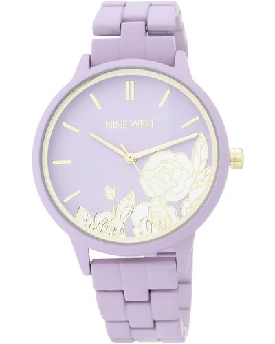Nine West Rubberized Bracelet Watch - Purple