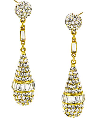 Ben-Amun Ben-amun Gold Crystal Art Deco Post Earrings - Metallic