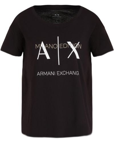 Emporio Armani A | X Armani Exchange Milano Edition Cotton Crewneck T-shirt - Black