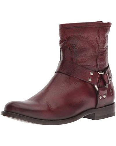 Frye Phillip Harness Short (burnt Red Soft Vintage Leather) Boots