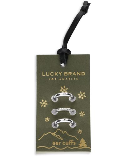 Lucky Brand Trio Silver Tone Ear Cuff Set,silver,one Size - Green